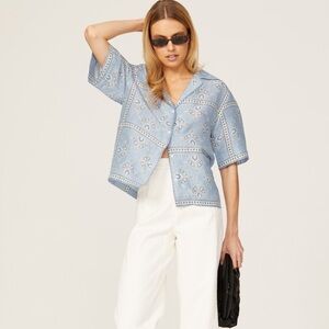 Sandro Livia bandana-print Linen Blend shirt